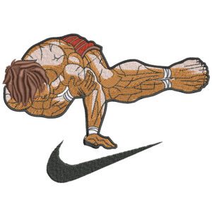 Baki Swoosh Embroidery Design - Baki Nike Anime Embroidery Design