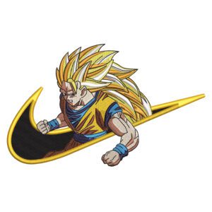 SSJ3 Goku Swoosh Embroidery Design - Dragon Ball Nike Anime Embroidery Design