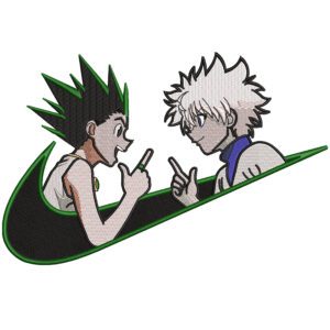 Gon x Killua Swoosh Embroidery Design - Hunter x Hunter Nike Anime Embroidery Design