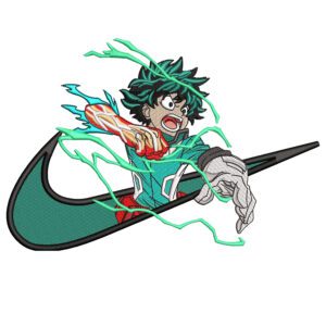 Midoriya Swoosh Embroidery Design - My Hero Academia Nike Anime Embroidery Design