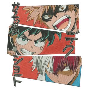 Midoriya Bakugo Shoto Embroidery Design - My Hero Academia Anime Embroidery Design