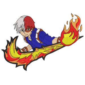 Todoroki Swoosh Embroidery Design - My Hero Academia Nike Anime Embroidery Design