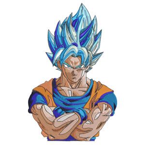 SSJ Blue Goku Embroidery Design - Dragon Ball Anime Embroidery Design