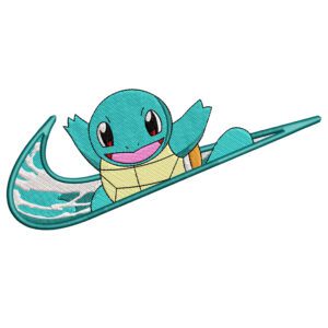 Squirtel Swoosh Embroidery Design - Pokemon Nike Anime Embroidery Design