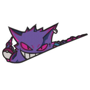 Gengar Swoosh Embroidery Design - Pokemon Nike Anime Embroidery Design