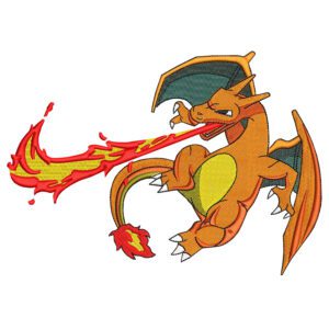 Charizard Swoosh Embroidery Design - Pokemon Nike Anime Embroidery Design