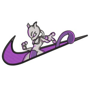 Mewtwo Swoosh Embroidery Design - Pokemon Nike Anime Embroidery Design