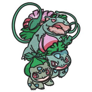 Bulbasaur Evolutions Embroidery Design - Pokemon Anime Embroidery Design