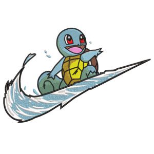 Squirtel Swoosh Embroidery Design - Pokemon Nike Anime Embroidery Design