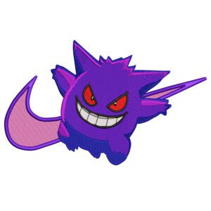 Gengar Swoosh Embroidery Design - Pokemon Nike Anime Embroidery Design