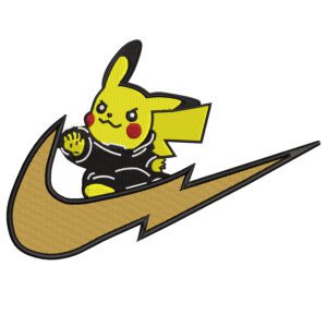 Pikachu Swoosh Embroidery Design - Pokemon Nike Anime Embroidery Design