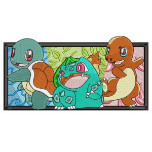 Bulbasaur Charmander Squirtel Embroidery Design - Pokemon Anime Embroidery Design