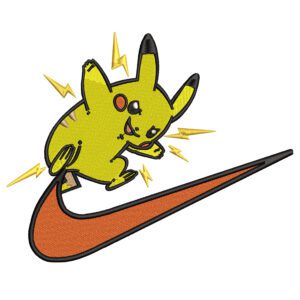 Pikachu Swoosh Embroidery Design - Pokemon Nike Anime Embroidery Design