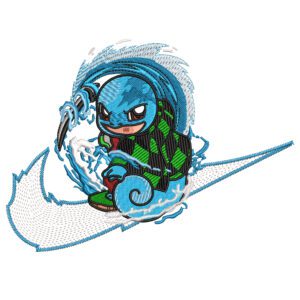 Squirtle Swoosh Embroidery Design - Pokemon Nike Anime Embroidery Design