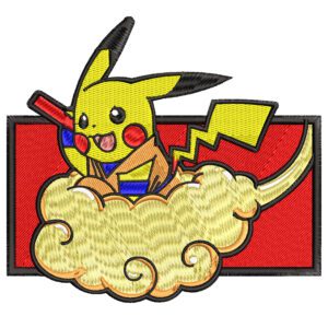 Pikachu Cloud Embroidery Design - Pokemon Anime Embroidery Design