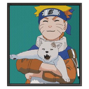 Naruto with Cat Embroidery Design - Naruto Anime Embroidery Design