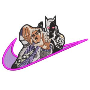 Killer Queen Swoosh Embroidery Design - JoJo's Bizarre Adventure Nike Anime Embroidery Design