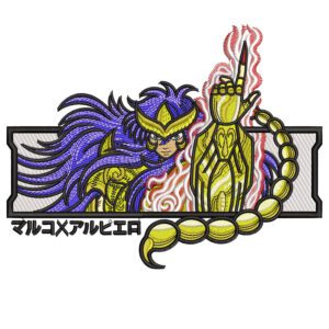 Scorpio Milo Embroidery Design - Knights of the Zodiac Anime Embroidery Design