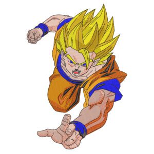 SSJ Goku Embroidery Design - Dragon Ball Anime Embroidery Design