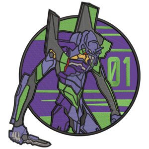 Eva 01 Embroidery Design - Evangelion Anime Embroidery Design