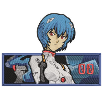 Rei Ayanami Embroidery Design - Evangelion Anime Embroidery Design