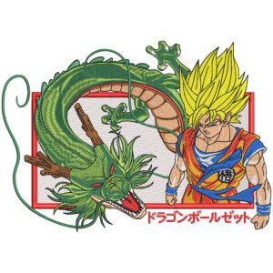 Goku & Shenron Embroidery Design - Dragon Ball Anime Embroidery Design