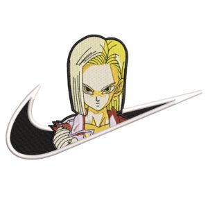 Android 18 Swoosh Embroidery Design - Dragon Ball Nike Anime Embroidery Design