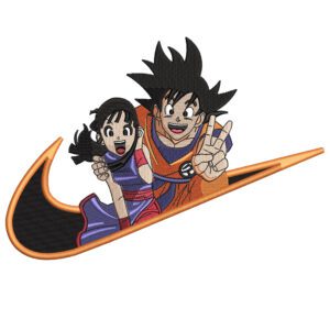 Goku Chichi Swoosh Embroidery Design - Dragon Ball Nike Anime Embroidery Design