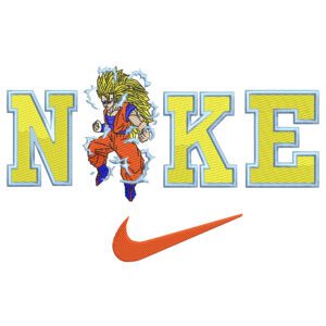 SSJ3 Goku Nike Embroidery Design - Dragon Ball Nike Anime Embroidery Design