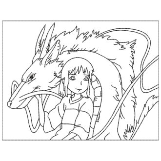 Chihiro Dragon Embroidery Design - Spirited Away Anime Embroidery Design