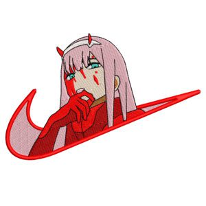 Zero Two Swoosh Embroidery Design - Darling in the Franxx Nike Anime Embroidery Design