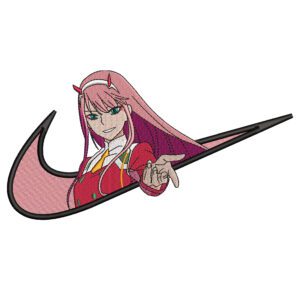 Zero Two Swoosh Embroidery Design - Darling in the Franxx Nike Anime Embroidery Design