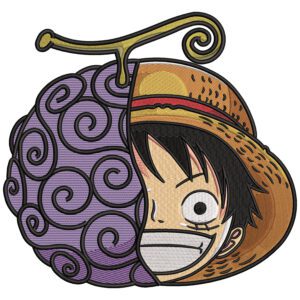 Luffy x Devil Fruit Embroidery Design - One Piece Anime Embroidery Design