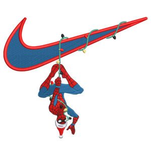 Spiderman Christmas Swoosh Embroidery Design - Spiderman Nike Superhero Embroidery Design