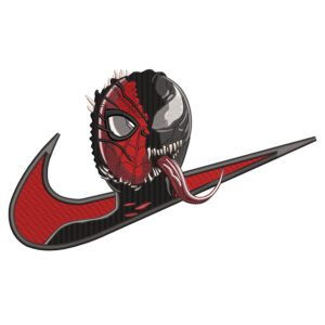 Spiderman x Venom Swoosh Embroidery Design - Spiderman Nike Superhero Embroidery Design