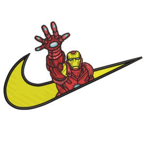 Iron Man Swoosh Embroidery Design - Iron Man Nike Superhero Embroidery Design