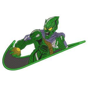 Green Goblin Swoosh Embroidery Design - Spiderman Nike Supervillian Embroidery Design