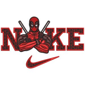 Deadpool Nike Embroidery Design - Deadpool Nike Superhero Embroidery Design