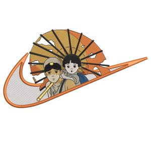 Seita Setsuko Swoosh Embroidery Design - Grave of the Fireflies Nike Anime Embroidery Design