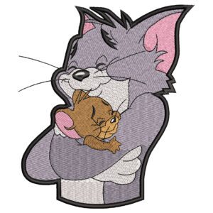 Tom Hugs Jerry Embroidery Design - Tom & Jerry