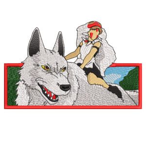 Mononoke Wolf Embroidery Design - Princess Mononoke Anime Embroidery Design