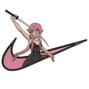 Yuno Gasai Swoosh Embroidery Design - Future Diary Nike Anime Embroidery Design