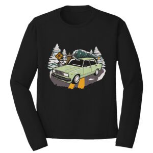 Car in Snow Embroidery Design