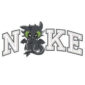 Toothless Nike Embroidery Design - How to Train a Dragon