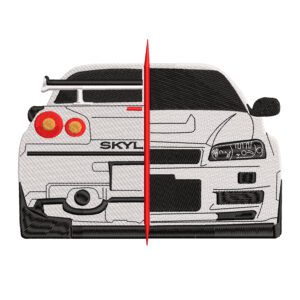 Nissan Skyline R34 GTR Embroidery Design - Car Embroidery Design