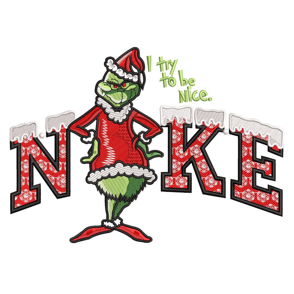 Grinch Christmas Nike Embroidery Design