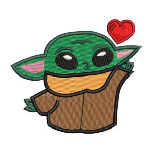 Baby Yoda Heart Embroidery Design - Star Wars