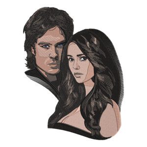 Elena Damon Embroidery Design - The Vampire Diaries