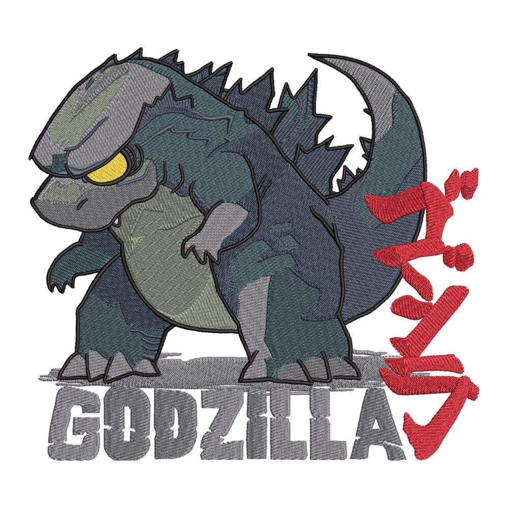 Godzilla Chibi Embroidery Design