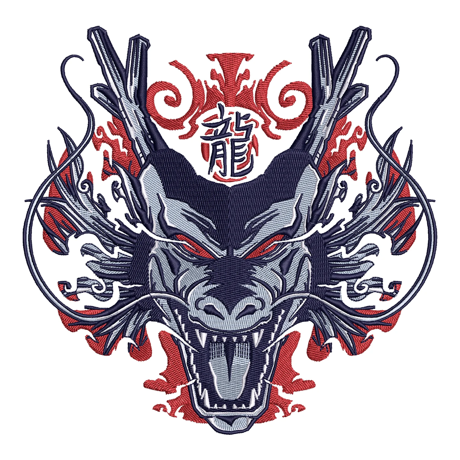 Shenron Head Embroidery Design